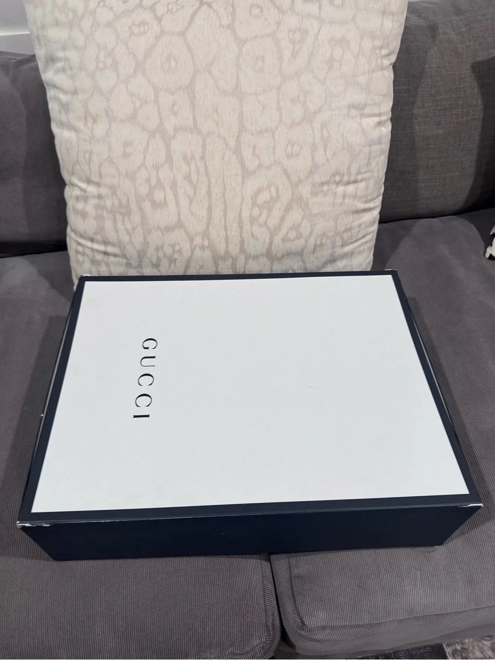Gucci Beige GG Canvas Baby Messenger Bag with Dark Brown Trim